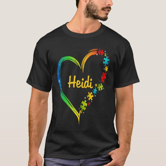 T-shirt Heidi autism awareness heart puzzle idea 2020 (Devant)