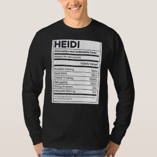 T-shirt Heidi Information sur la nutrition Problème Résoud