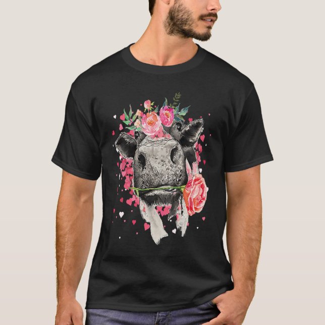 T-shirt Heifer Valentines Day Western Highland Cow  1 (Devant)
