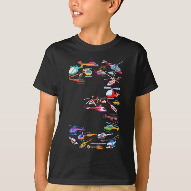 T-shirt Hélicoptère 3e anniversaire pour 3 ans Garçons enf (Devant)