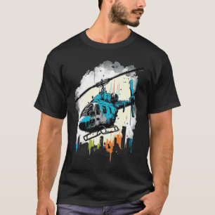 T-shirt Hélicoptère au-dessus du graffiti de la ville