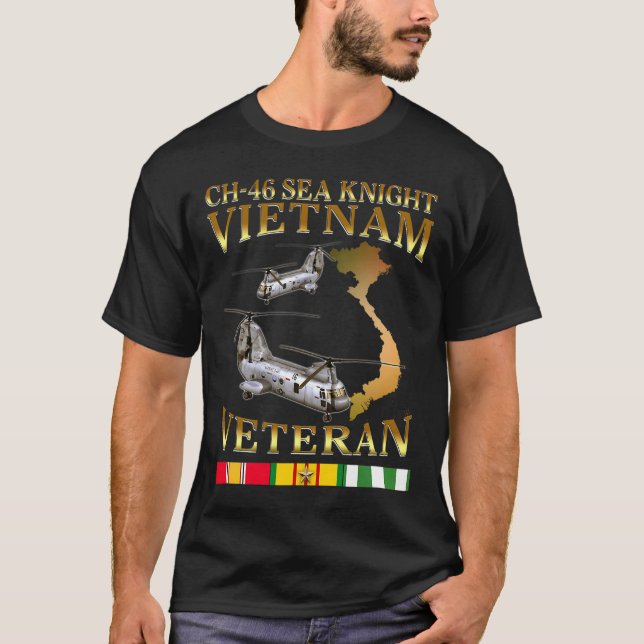 T-shirt Hélicoptère de chevalier de mer Ch-46 Vétérinaire  (Devant)