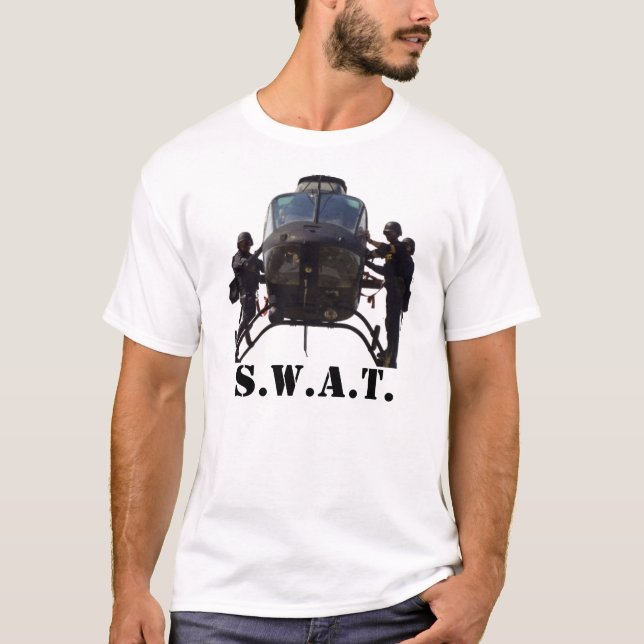 T-shirt Hélicoptère de COUP, pistolet 1911 de S.W.A.T. (Devant)