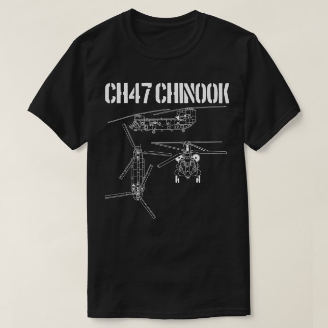 T-shirt Hélicoptère militaire CH47 Chinook Schéma CH-47 C (Design devant)