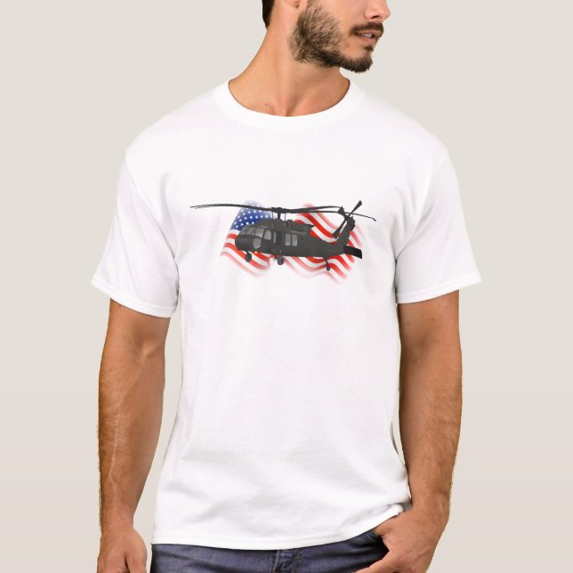 T-shirt Hélicoptère militaire patriotique (Devant)