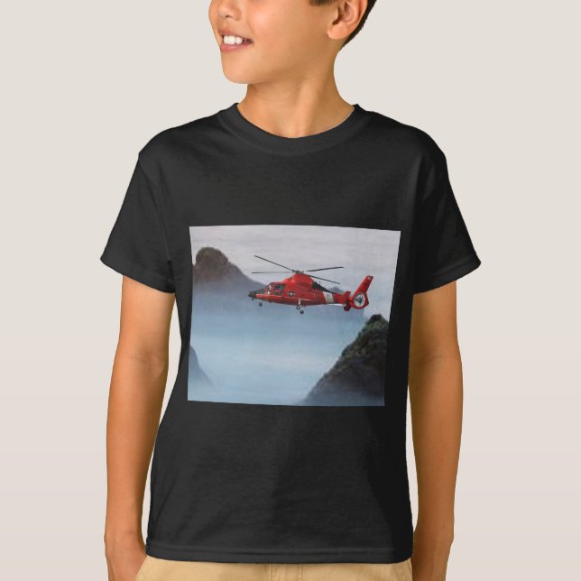 T-shirt Hélicoptère orange de la garde côtière (Devant)