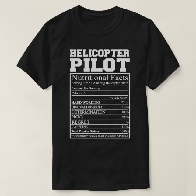 T-shirt Hélicoptère pilote La valeur nutritive (Design devant)