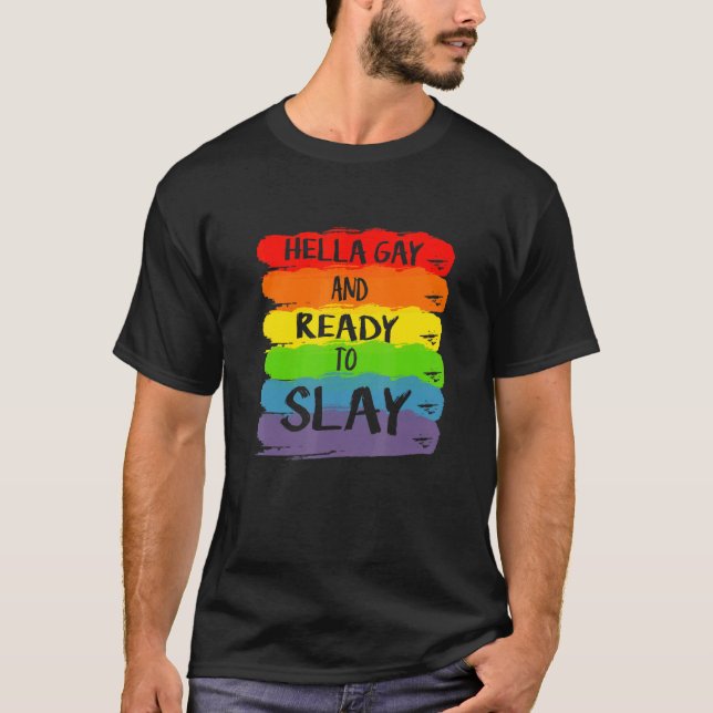 T-shirt Hella Gay Et Prêt À Jeter Des Vêtements (Devant)