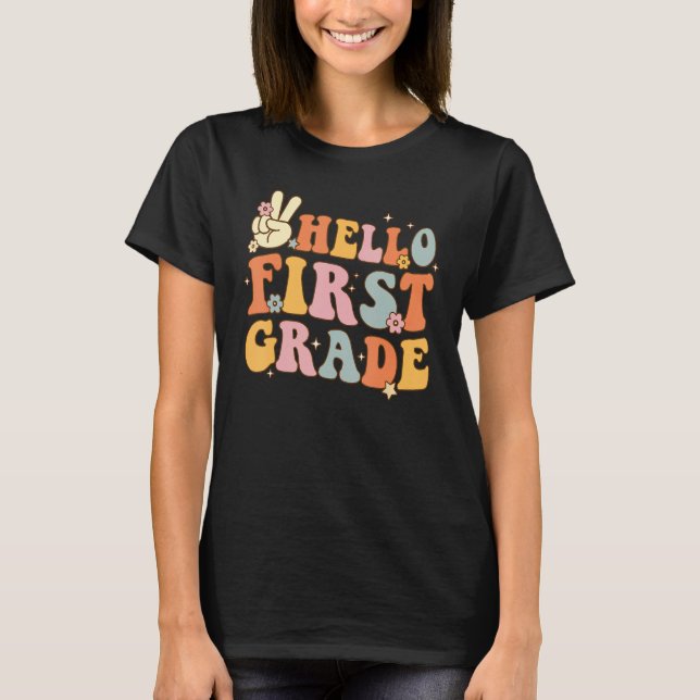 T-shirt Hello 1st First Grade First Day Back To School Gro (Devant)