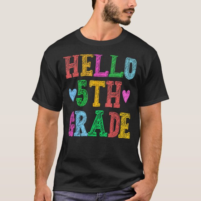 T-shirt Hello 5th Grade Leopard Squad Back To School Teach (Devant)