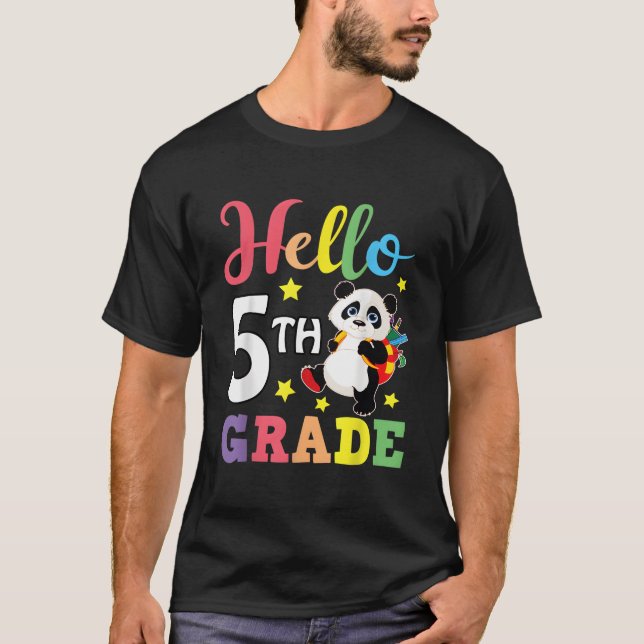 T-shirt Hello 5Th Grade Panda Back To School Student (Devant)