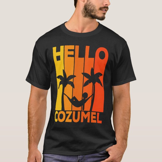 T-shirt Hello Cozumel Island Vacation Sunset (Devant)