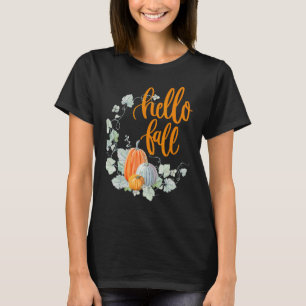 T-shirt Hello Fall, autumn colors leaves, Pumkins and fal