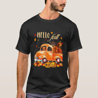 T-shirt Hello Fall Funny Dachshund Halloween pumkin