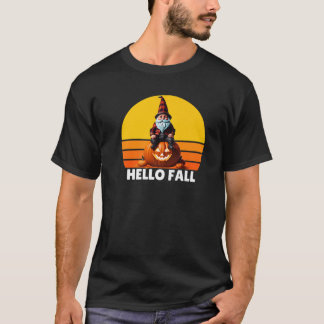 T-shirt Hello Fall Pumpkin Plaid Truck Gnomes For Hallowee