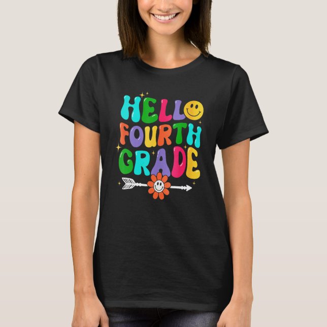 T-shirt Hello Fourth Grade Back To School First Day Of Sch (Devant)
