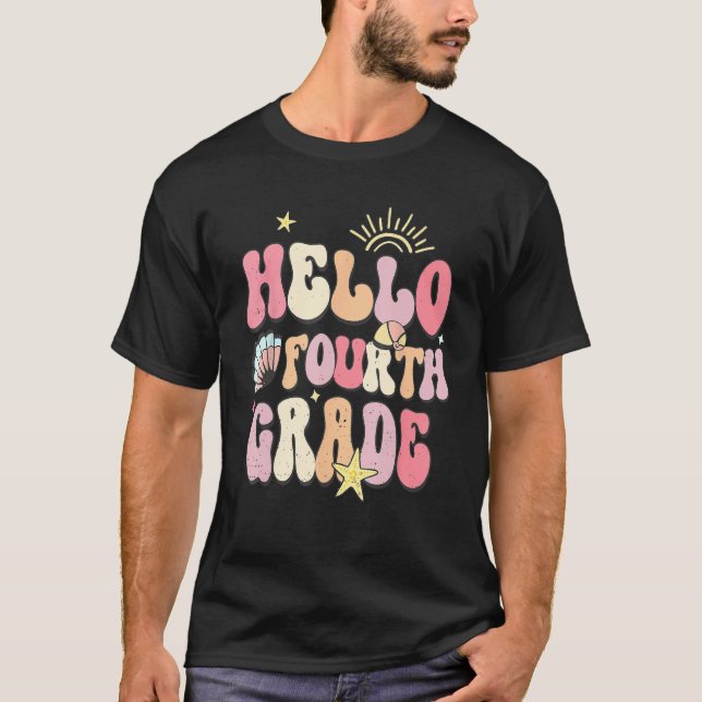 T-shirt Hello Fourth Grade Groovy Back To School Teacher S (Devant)