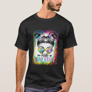 T-shirt Hello Head Start Tie Dye Messy Bun Kids Back To Sc