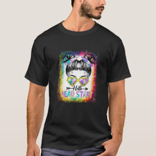 T-shirt Hello Head Start Tie Dye Messy Bun Kids Back To Sc