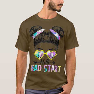 T-shirt Hello Head Start Tie Dye Messy Bun Kids Back To Sc