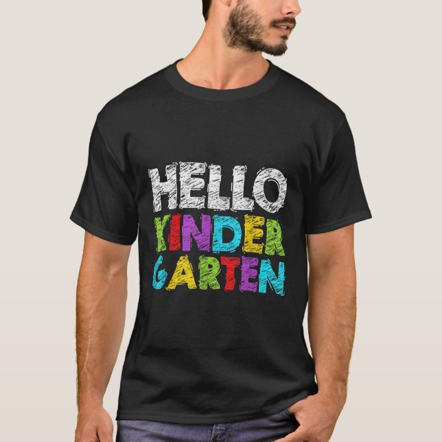 T-shirt Hello Kindergarten Funny Back To School Student &a (Devant)