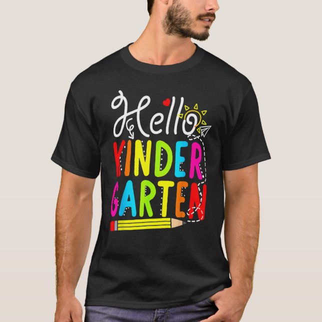 T-shirt Hello Kindergarten Teacher Student Back To School  (Devant)