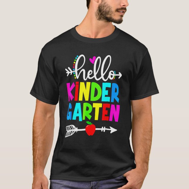 T-shirt Hello Kindergarten Teacher Student Team Happy Back (Devant)