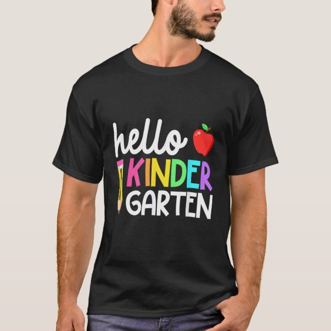 T-shirt Hello Kindergarten Team Kinder Back To School Teac (Devant)