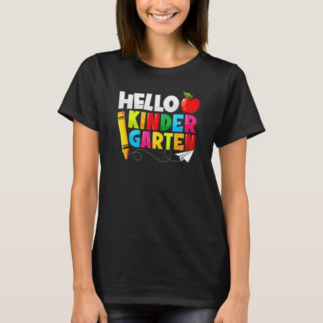 T-shirt Hello Kindergarten Team Kinder Back To School Teac (Devant)