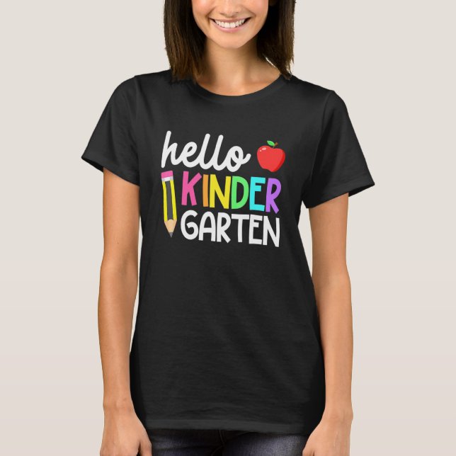 T-shirt Hello Kindergarten Team Kinder Back To School Teac (Devant)