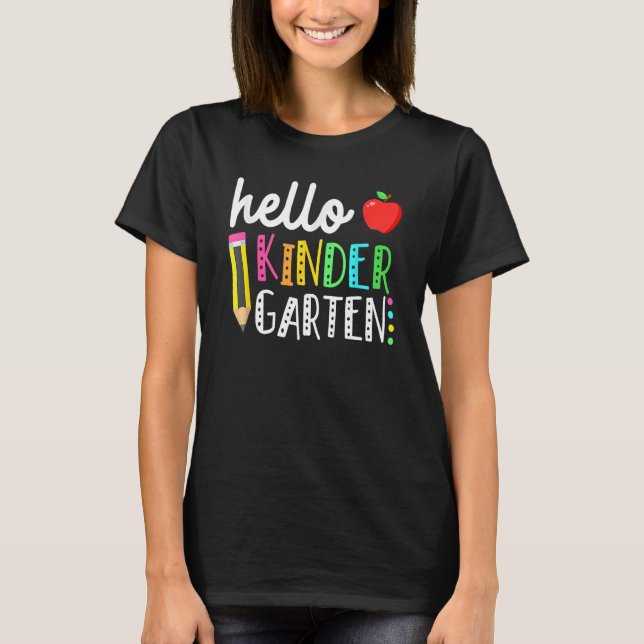 T-shirt Hello Kindergarten Team Kinder Back To School Teac (Devant)