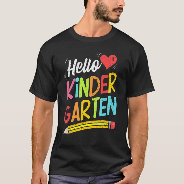T-shirt Hello Kindergarten Team Kinder Back To School Teac (Devant)