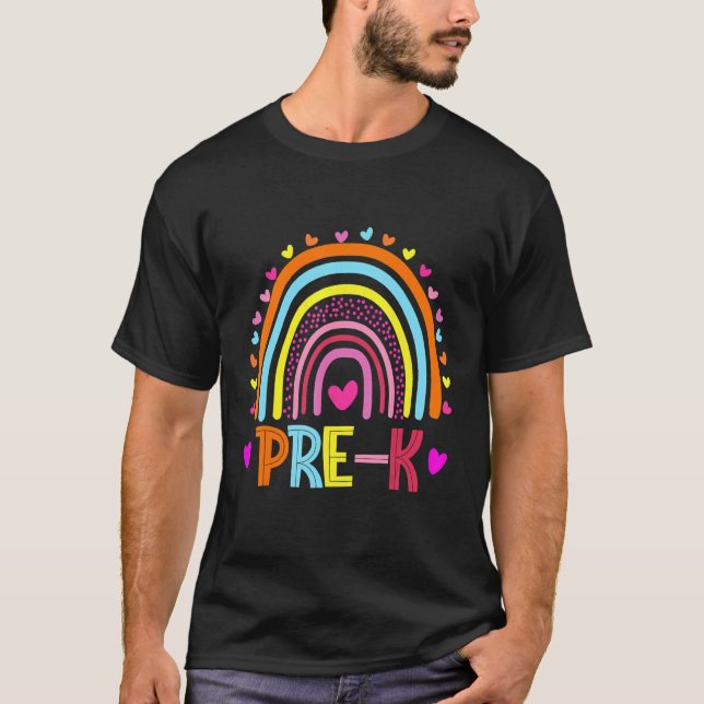 T-shirt Hello Pre K Rainbow Teachers Kids Back To School (Devant)
