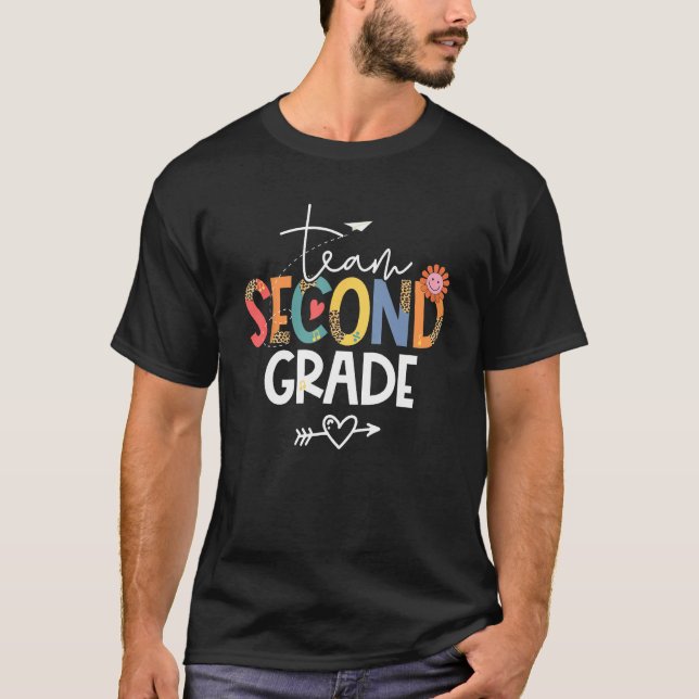 T-shirt Hello Second Grade Groovy Back To School Leopard 2 (Devant)