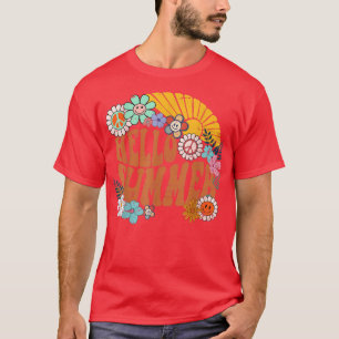 T-shirt Hello Summer 1970s Retro Vintage Sunflower With Pe