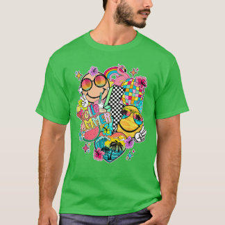 T-shirt Hello Summer Vibes Smile Face Beach Vacances Check