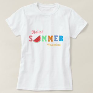 T-shirt Hello Summer Watermelon Pastel Couleur Texte
