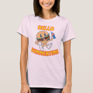 T-shirt Hello Summertime Hamburger et Cola