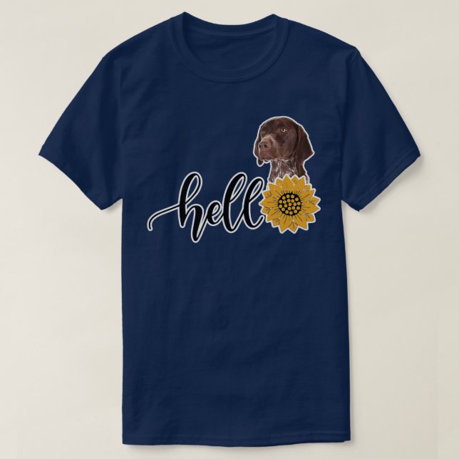 T-shirt Hello Sunflower German Shorthair Pointer Premium  (Design devant)