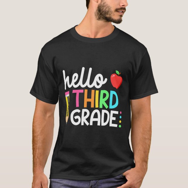 T-shirt Hello Third Grade Team 3rd Grade Byck To School Te (Devant)