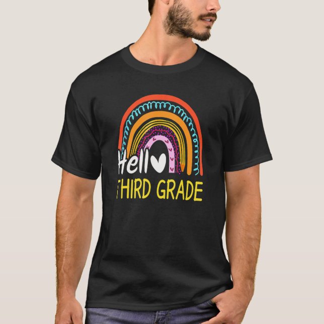 T-shirt Hello Third Grade Team 3rd Graderainbow Welcome Ba (Devant)