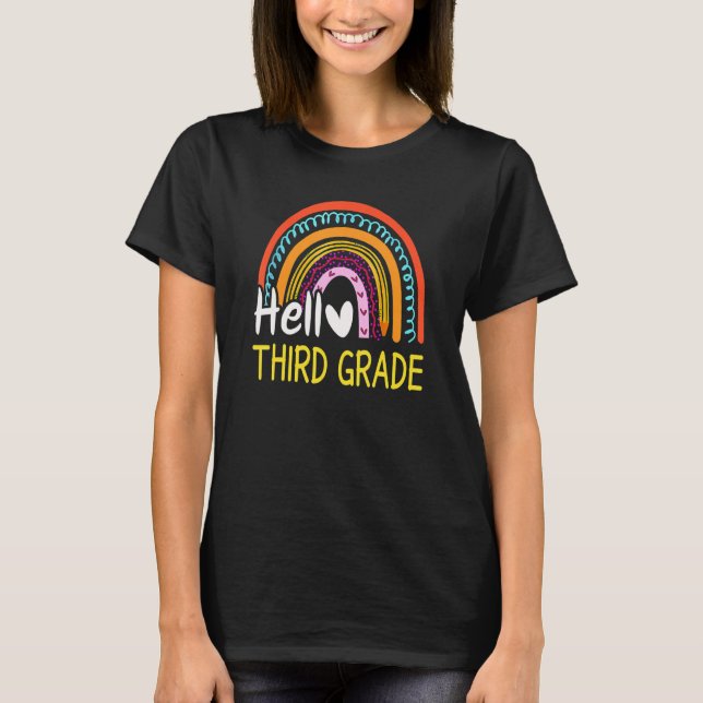 T-shirt Hello Third Grade Team 3rd Graderainbow Welcome Ba (Devant)