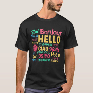 T-shirt Hello Word In Different Languages Travel Journey T