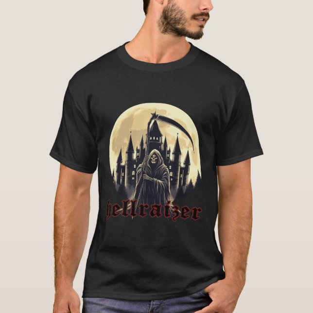 T-shirt HellRaizer Reaper avec Château et Lune (Devant)