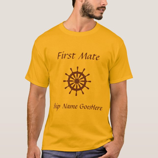 T-Shirt - Helm, ship name (brown) (Front)