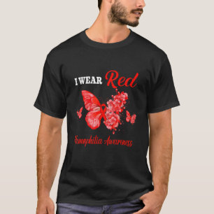 T-shirt Hemophilia Awareness I Wear Red Butterfly