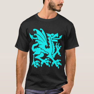 T-shirt Heraldic Dragon 01 - Cyan