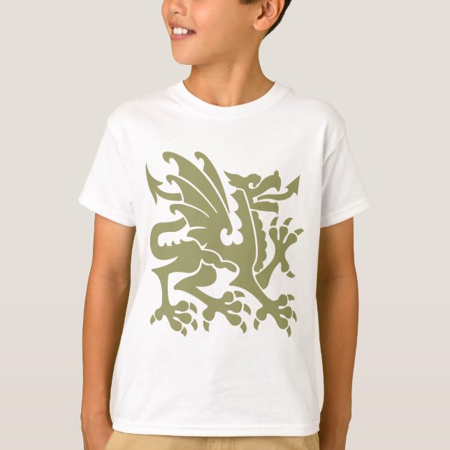 T-shirt Heraldic Dragon 01 - Khaki (Devant)