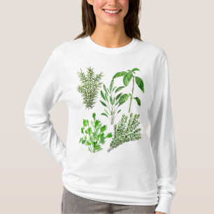 T-shirt Herbes Rosemary Sage Thyme Mint Parsley Aquarelle
