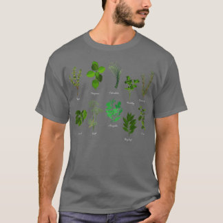 T-shirt Herbes Types Plantes Drôle Jardinage Plante Lover